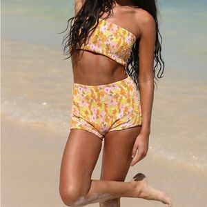 Free People Floral Bikini Set in Yellow and Pink